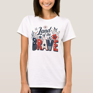Patriotic Floral Land of the Brave T-Shirt
