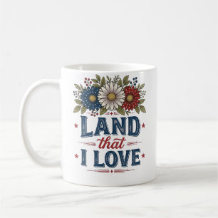 Patriotic Floral Land That I Love Shirt Design_1 Coffee Mug