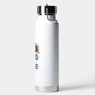 Patriotic Floral Land That I Love Shirt Design_1 Water Bottle