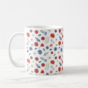 Patriotic Floral Mug Summer Americana Cottage