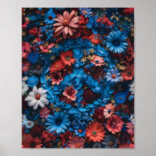 Patriotic Floral Peace Symbol Poster