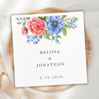 Patriotic Floral Red White Blue 4th July Wedding