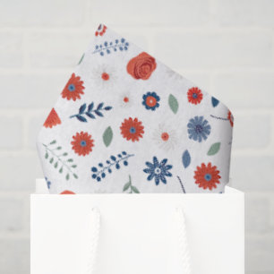 Patriotic Floral Tissue Paper Summer Americana