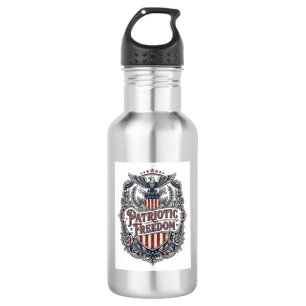 Patriotic Floral Vintage Vector Graphic Tee 532 Ml Water Bottle