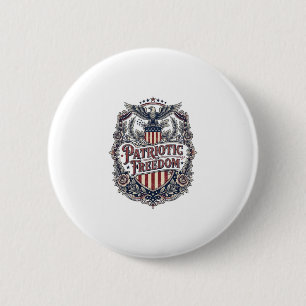 Patriotic Floral Vintage Vector Graphic Tee 6 Cm Round Badge