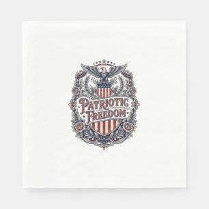 Patriotic Floral Vintage Vector Graphic Tee Napkin
