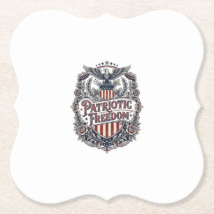 Patriotic Floral Vintage Vector Graphic Tee Paper Coaster