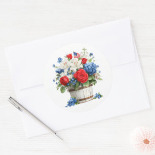 Patriotic Florals Classic Round Sticker
