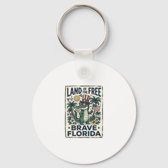Patriotic Florida Alligator 4th of July Key Ring (Front)