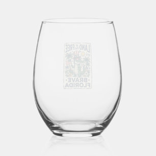 Patriotic Florida Alligator 4th of July Stemless Wine Glass