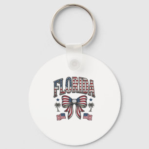 Patriotic Florida Vintage Bow Fourth of July Shirt Key Ring