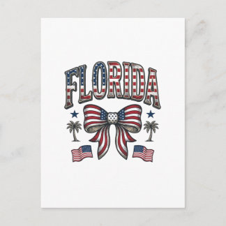 Patriotic Florida Vintage Bow Fourth of July Shirt Postcard