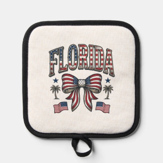 Patriotic Florida Vintage Bow Fourth of July Shirt Pot Holder