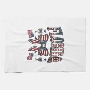Patriotic Florida Vintage Bow Fourth of July Shirt Tea Towel