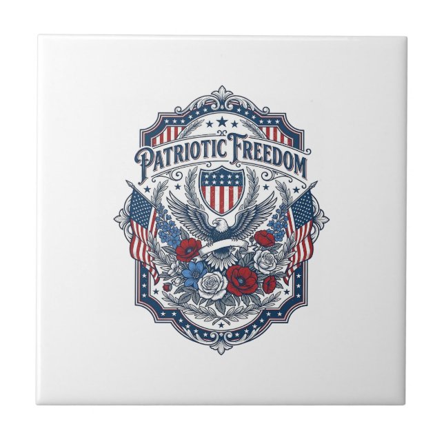 Patriotic Florist Vector Graphic Tee_1 Ceramic Tile (Front)