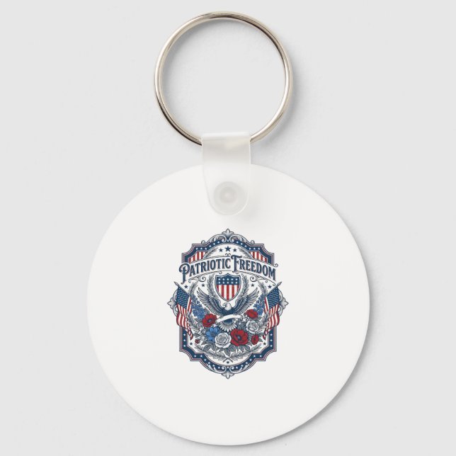 Patriotic Florist Vector Graphic Tee_1 Key Ring (Front)