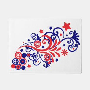 Patriotic Flourishes, Stars, and Swirls Doormat