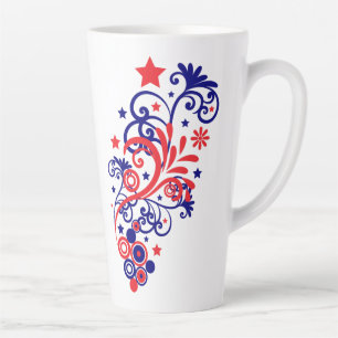 Patriotic Flourishes, Stars, and Swirls Latte Mug