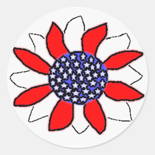 Patriotic Flower Classic Round Sticker (Front)