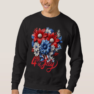 Patriotic Flowers in Red White & Blue 4th of July_ Sweatshirt