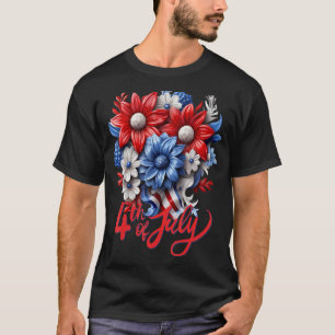 Patriotic Flowers in Red White & Blue 4th of July_ T-Shirt