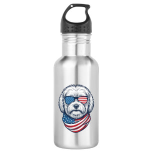 Patriotic Fluffy Dog Vector Illustration_1 532 Ml Water Bottle