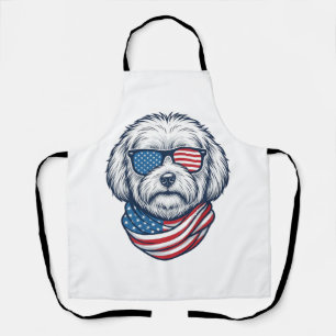 Patriotic Fluffy Dog Vector Illustration_1 Apron