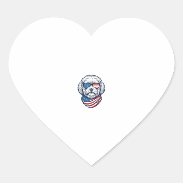 Patriotic Fluffy Dog Vector Illustration_1 Heart Sticker (Front)