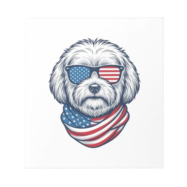 Patriotic Fluffy Dog Vector Illustration_1 Notepad (Front)
