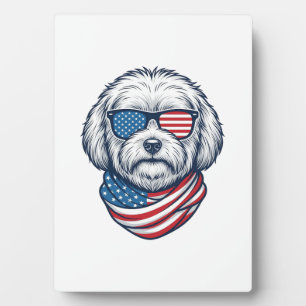 Patriotic Fluffy Dog Vector Illustration_1 Plaque