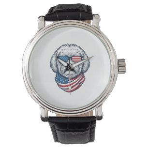 Patriotic Fluffy Dog Vector Illustration_1 Watch