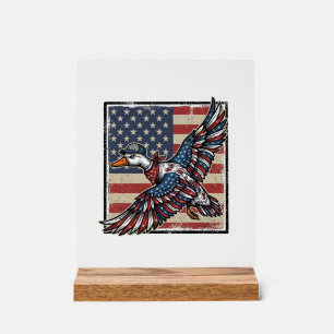 Patriotic Flying Duck Vintage Engraving Shirt Desi Acrylic Sign