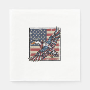 Patriotic Flying Duck Vintage Engraving Shirt Desi Napkin