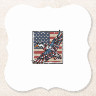 Patriotic Flying Duck Vintage Engraving Shirt Desi Paper Coaster