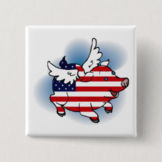 Patriotic Flying Pig(s) - July 4 - 4th of July 15 Cm Square Badge