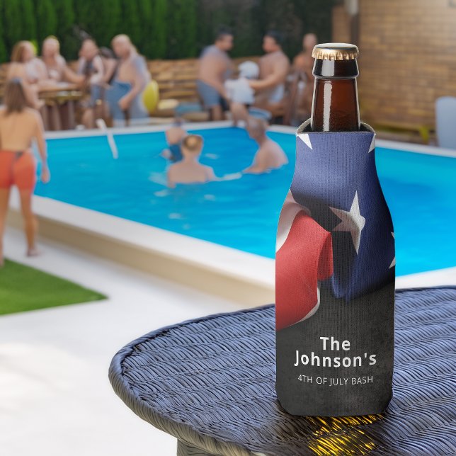 Patriotic Folded American Flag Personalised Bottle Cooler (Creator Uploaded)