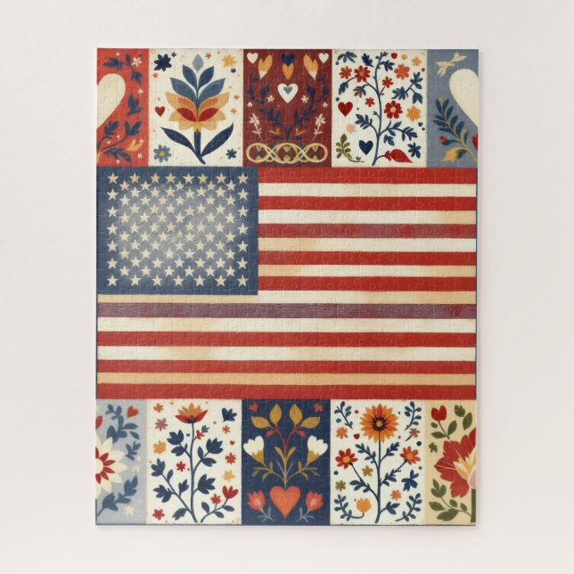 Patriotic Folk Art Puzzle (Vertical)