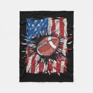 Patriotic Football 4th Of July Men Usa American Fl Fleece Blanket