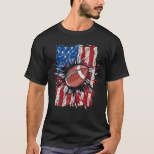 Patriotic Football 4th of July Men USA American Fl T-Shirt