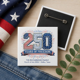 Patriotic Fourth of July 2026 Family Celebration 15 Cm Square Badge