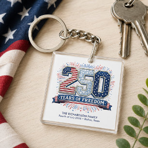 Patriotic Fourth of July 2026 Family Celebration Key Ring