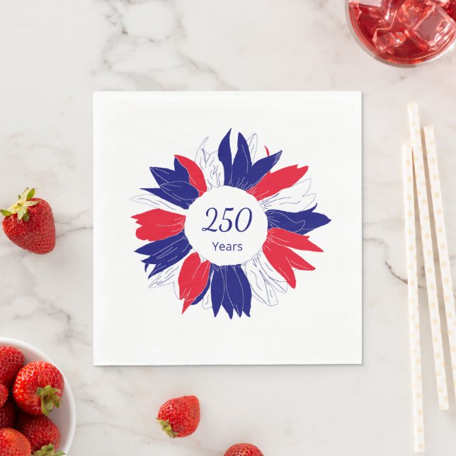 Patriotic Fourth of July 250 Years Bbq Floral  Napkin (Insitu)