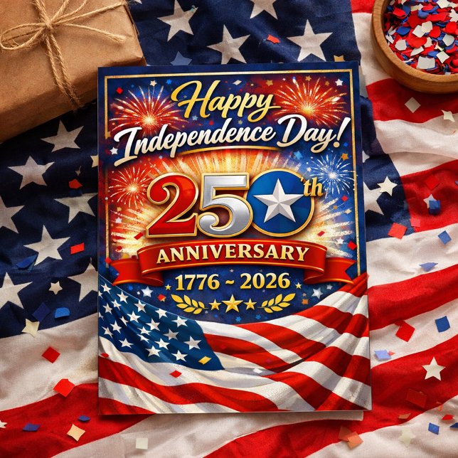 Patriotic Fourth of July 250th Anniversary Holiday Card (Creator Uploaded)