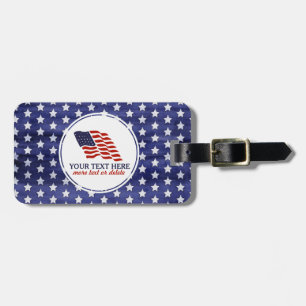 Patriotic Fourth of July American USA Flag Custom Luggage Tag