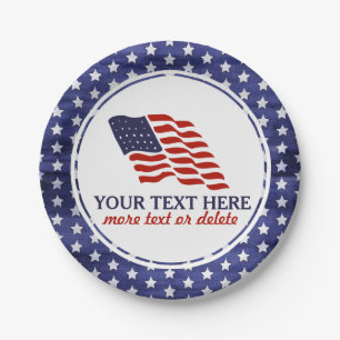 Patriotic Fourth of July American USA Flag Custom Paper Plate