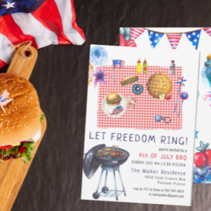 Patriotic Fourth of July BBQ Party Invitation