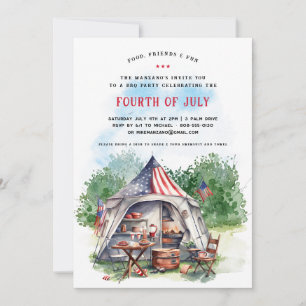 Patriotic Fourth of July BBQ Party Invitation