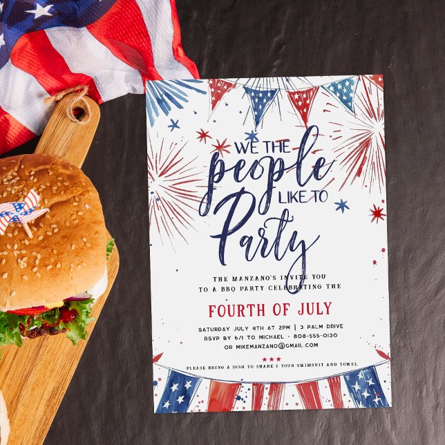 Patriotic Fourth of July BBQ Pool Party Invitation (Creator Uploaded)