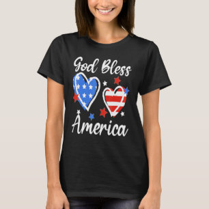 Patriotic Fourth Of July Hearts For Women God Bles T-Shirt