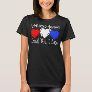 Patriotic Fourth Of July Hearts For Women God Bles T-Shirt